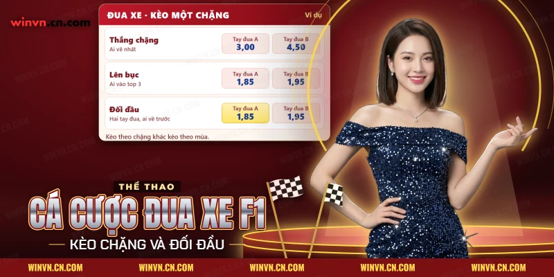 Cá cược đua xe F1 Winvn với kèo thắng chặng, lên bục và đối đầu hai tay đua trong một chặng