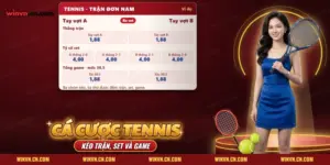 Cá cược tennis Winvn cho trận đơn nam với kèo thắng trận, tỷ số set và tài xỉu tổng game