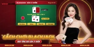 Cách chơi Blackjack Winvn với lá ngửa của dealer, tay bài K và 9 cùng bốn nút hành động