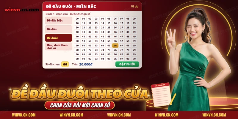 Cách đánh đề đầu đuôi Winvn với bốn cửa đề, lưới số hai chữ số và ô tiền cược