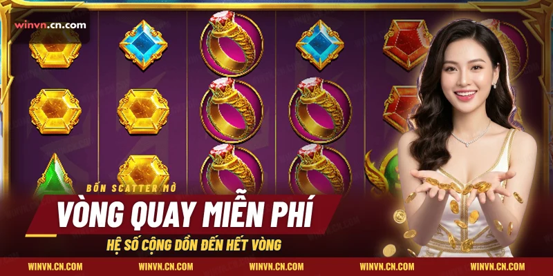 Màn vòng quay miễn phí Cổng Olympus với lưới nhẫn vàng và đá quý