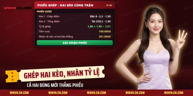 Phiếu ghép bóng rổ gộp kèo chấp điểm và kèo tổng điểm của cùng một trận thành một tỷ lệ nhân