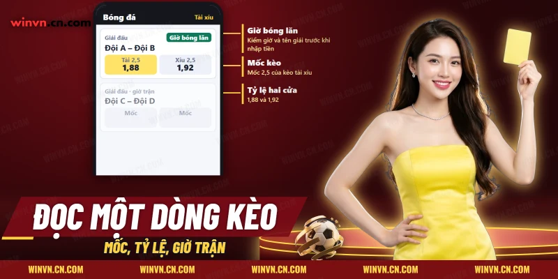 Dòng kèo tài xỉu ở sảnh United Gaming trên điện thoại với chú thích giờ bóng lăn, mốc kèo và tỷ lệ hai cửa