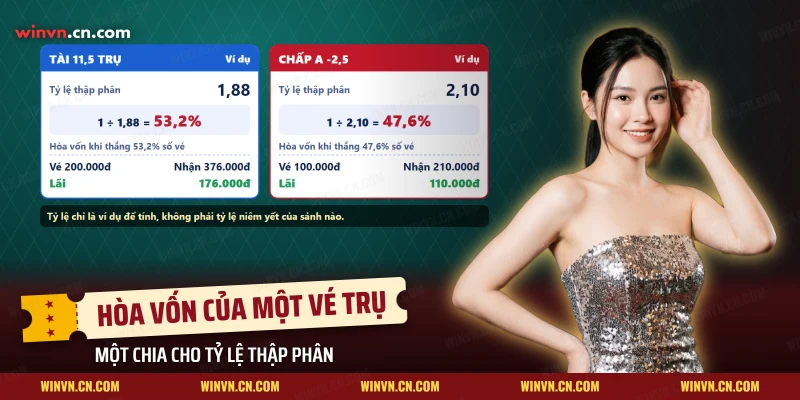 Phép tính hòa vốn của vé tài xỉu trụ và vé chấp trụ LOL theo tỷ lệ thập phân