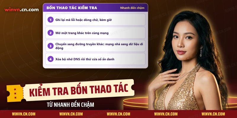 Các thao tác kiểm tra mạng và DNS khi trang Winvn báo lỗi