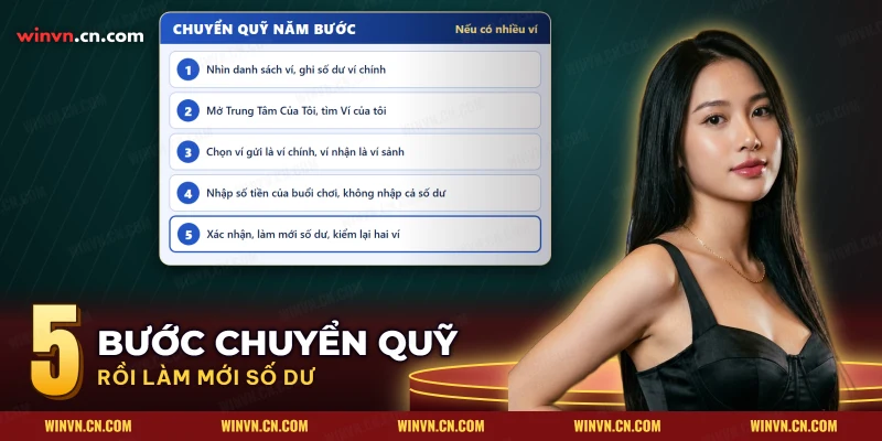Các bước chuyển quỹ từ ví chính sang ví sảnh game kèm bước làm mới số dư