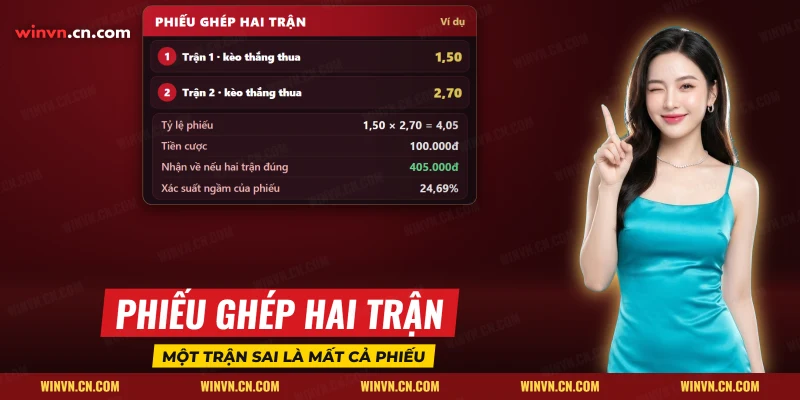Phiếu ghép hai trận UFC với tỷ lệ từng trận nhân thành tỷ lệ của cả phiếu