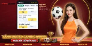 Sảnh United Gaming Winvn trên điện thoại với thanh chọn môn và các dòng kèo bóng đá, bóng rổ, tennis