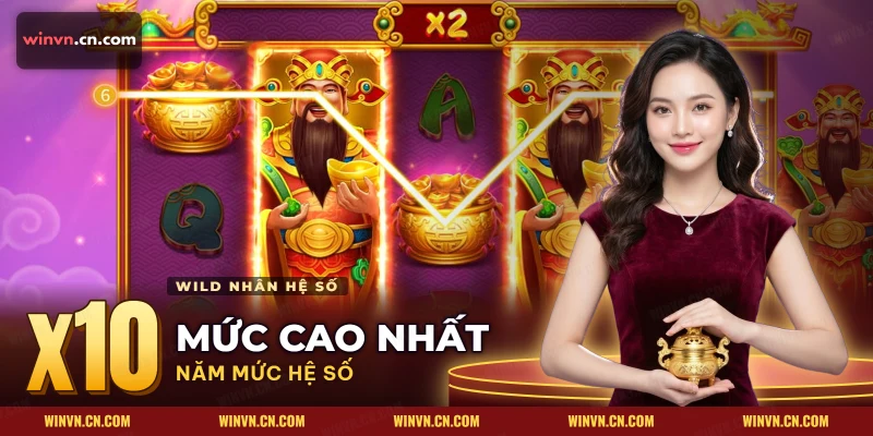 Thần Tài nhân hệ số trên màn quay Caishen, cạnh nồi vàng và đường thắng sáng
